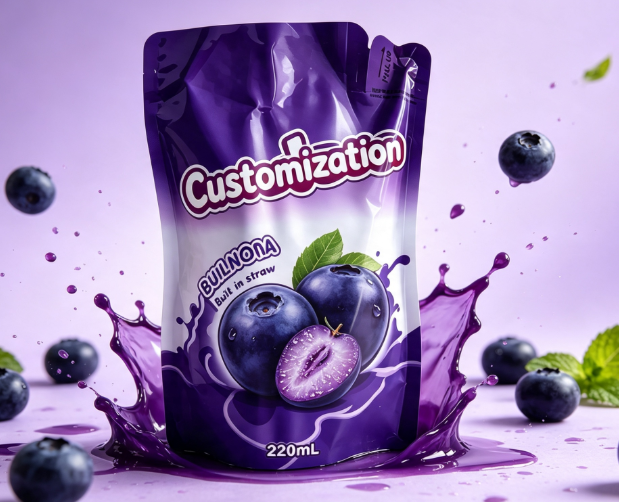 Sacchetti per spremere la cannuccia integrati da 220 ml multi gusti Sacchetti per imballaggio personalizzati per purea di frutta e succhi